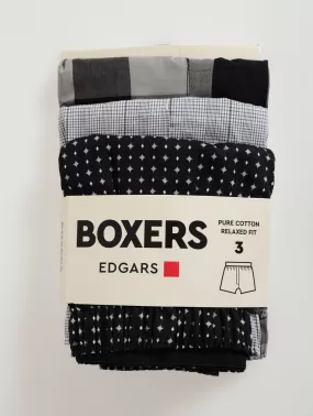 3 Pack Design Boxers - Black