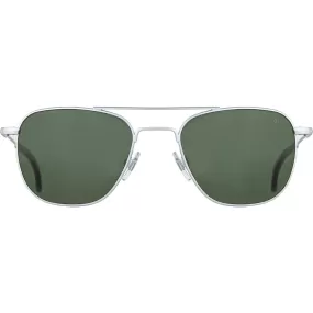 American Optical Big Original Pilot Sunglasses Standard | Matte Silver/Polarized Nylon Green