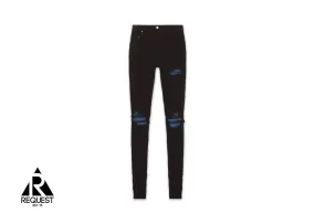 Amiri MX1 Light Blue Suede Patch Jeans Black