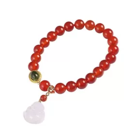 Buddha Beads 8mm Natural Red Agate Bracelet