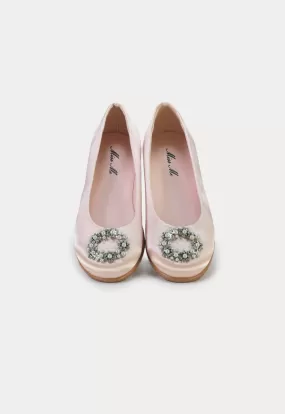 Crystals Circle Flat Slip On Shoes