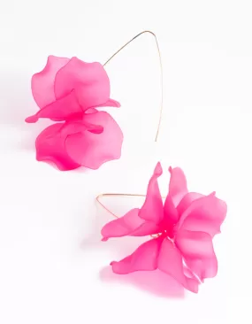 Fuchsia Frosted Flower Drop Earrings