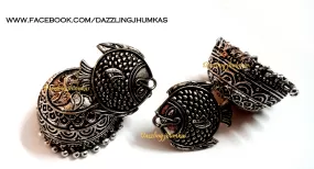 German Silver /Oxidised Fish stud Jhumkas