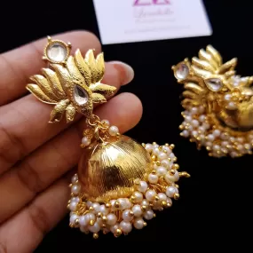 Golden Lotus Jhumki Earrings