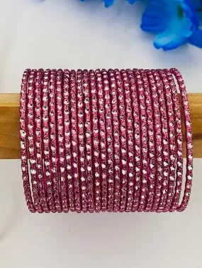 Gorgeous Ethnic Bridal Light Pink Color Glitter Bangle Set