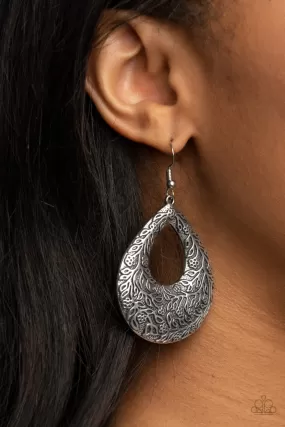 Paparazzi Earring ~ Flirtatiously Flourishing - Silver