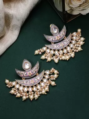 Rubans Gold Plated  Handcrafted Enamel Chandbali  Earrings