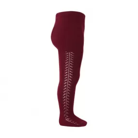 Side openwork warm tights BURGUNDY