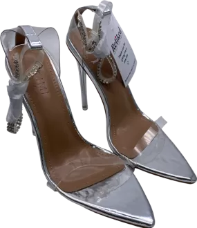 SIMMI Metallic Silver Clear Diamante High Heels UK 5 EU 38 👠