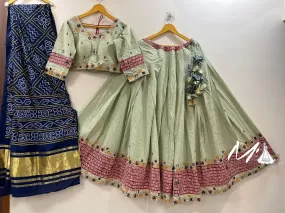 Slub Cotton Pastal Colour Combination Mirror Work Chaniya Choli -SSS001LCA