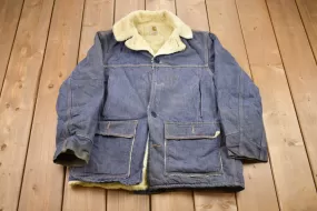 Vintage 1970s Carhartt Denim Sherpa Lined Chore Jacket / Workwear / Streetwear / Made In USA / 90s / Distressed Carhartt / Union Made