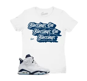 Womens Midnight Navy 6 Shirt -Blessings - White