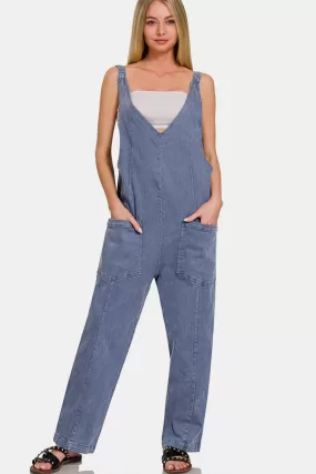 Zenana Jumpsuit mit breiten Trägern und Taschen